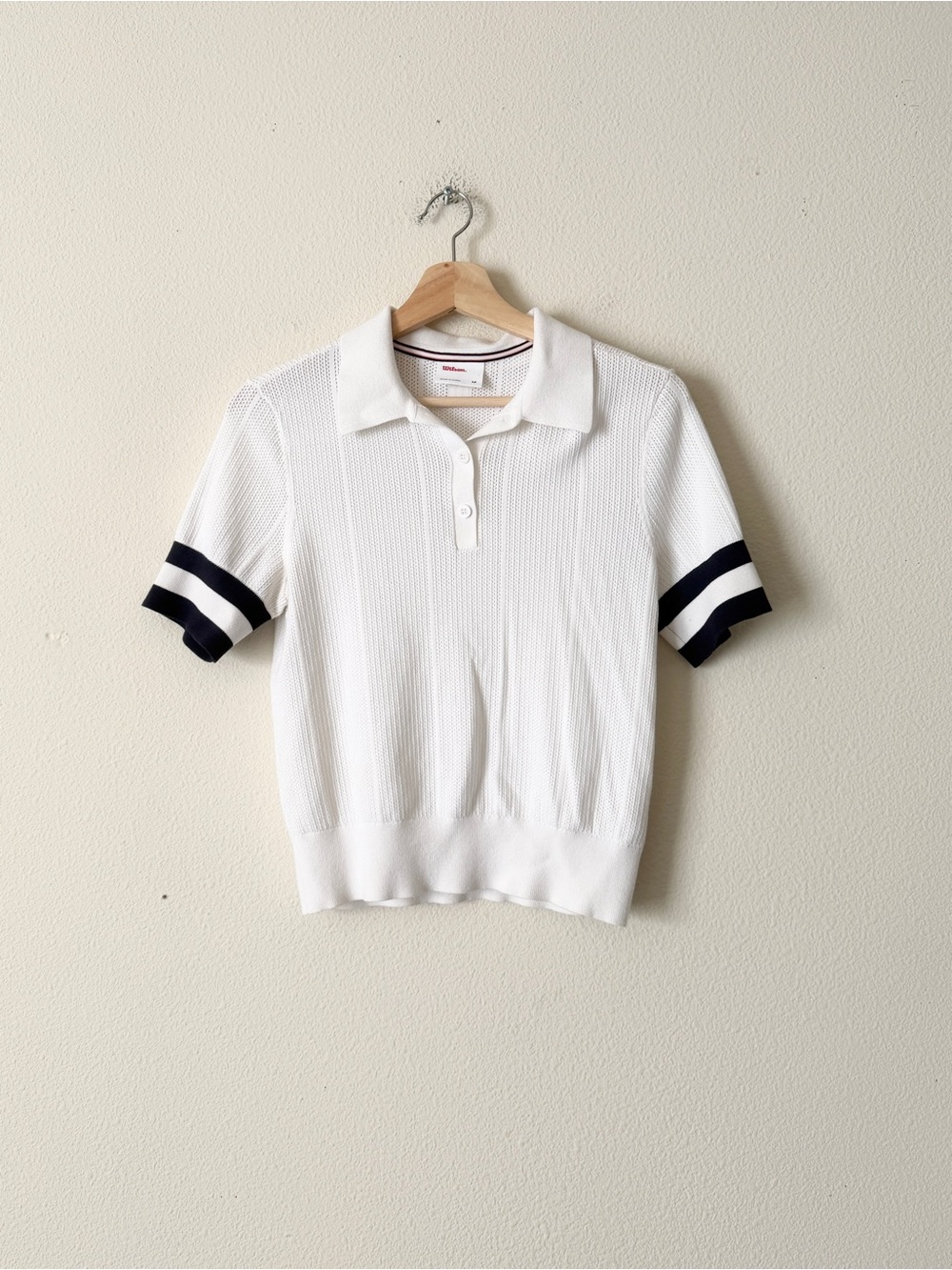 Wilson MEDIUM Essex white knit polo shirt